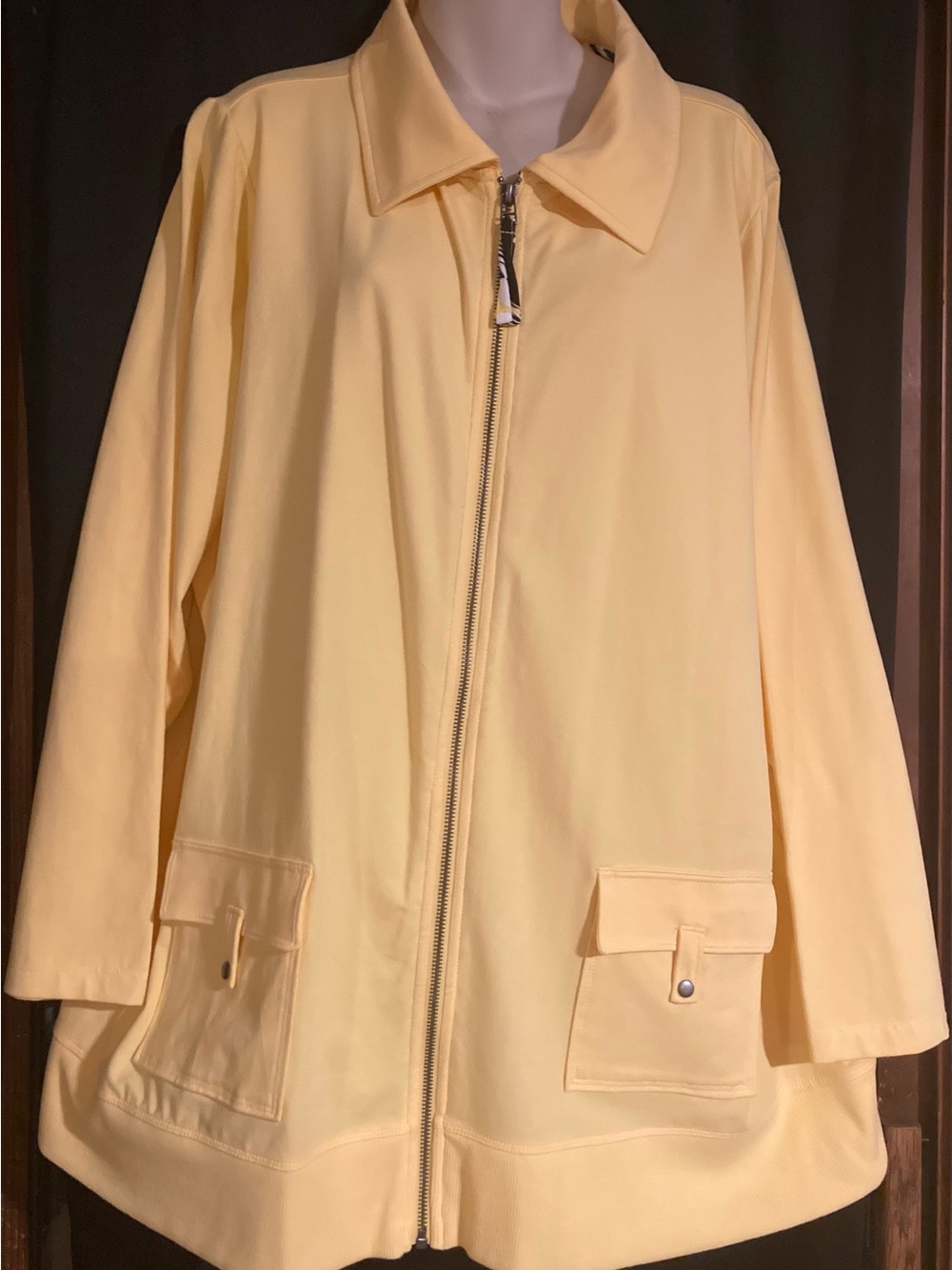 CJ Banks Bright Yellow Zip-Front Utility Jacket